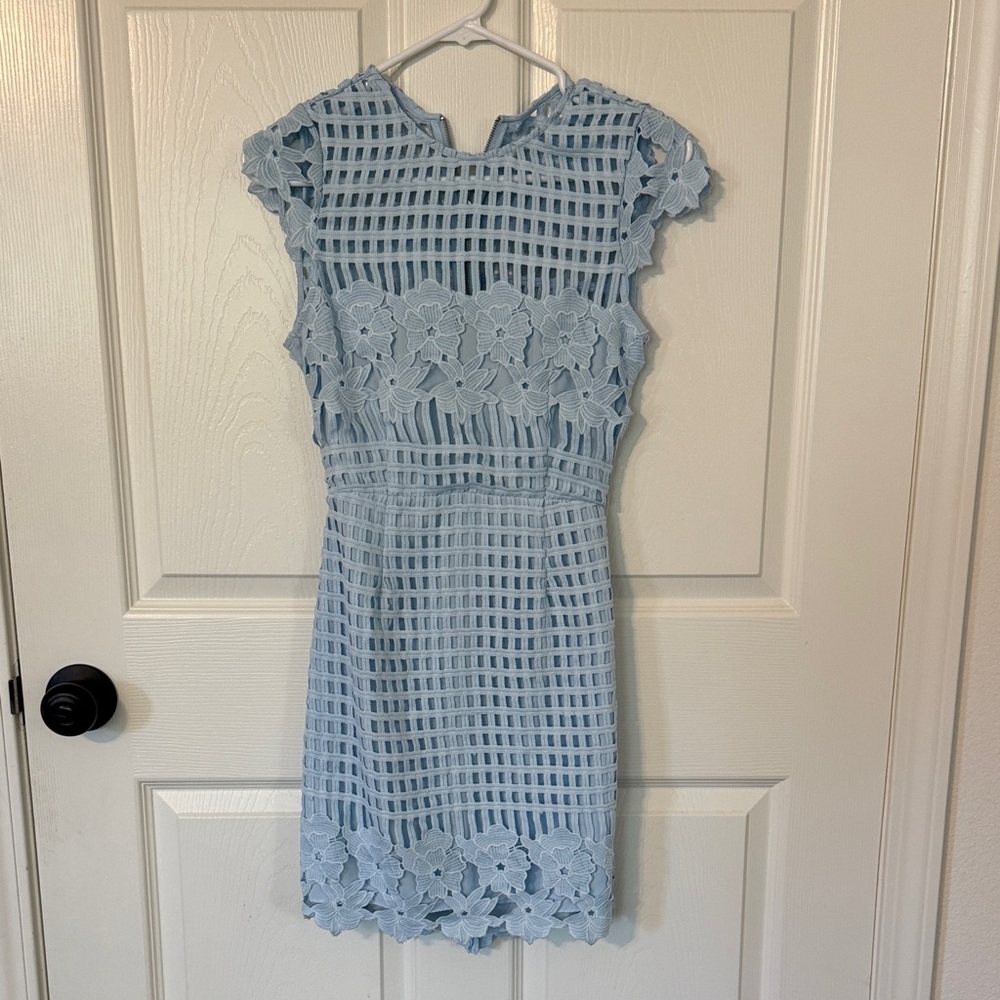 SAYLOR Light Blue Lace Grid Mini Dress